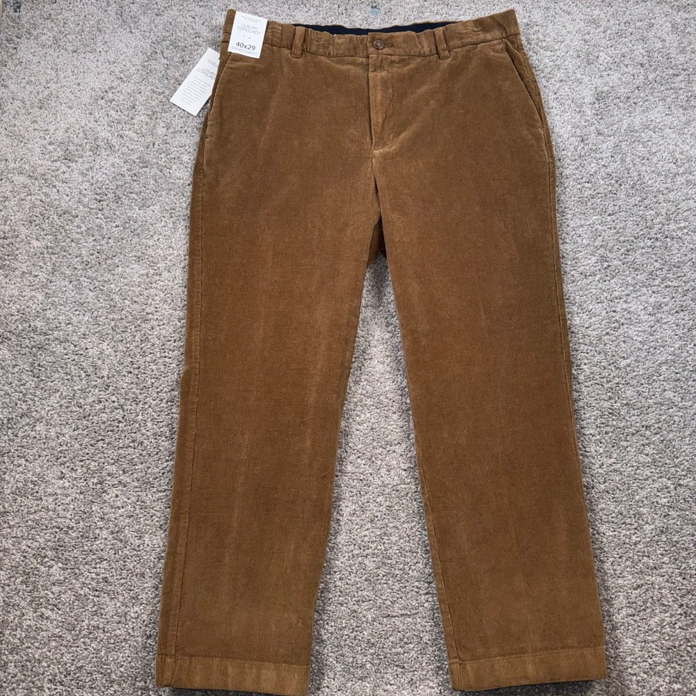 Roundtree & Yorke Corduroy Pants Mens Stewart Classic Fit Brown 40x29 New